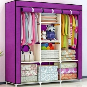 Portable Wardrobe - 8 Shelves - Purple Color